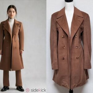 70s Vintage Stratojac Water-Repellent Strato Suede Brown Faux Suede Trench Coat